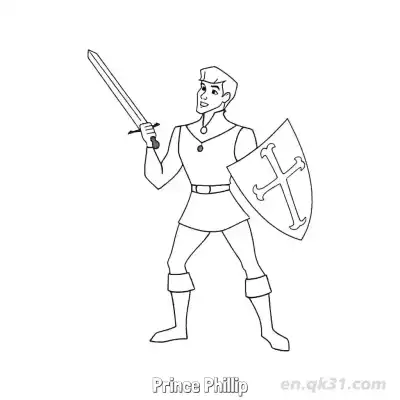 Free printable Prince Phillip with Sword and Shield Coloring Sheet coloring page