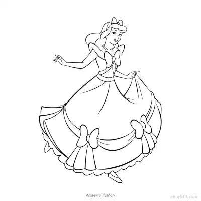 Free printable Princess Aurora with Bows on Her Dress Coloring Page coloring page