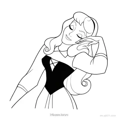 Free printable Princess Aurora Dreaming with Eyes Closed Coloring Page coloring page