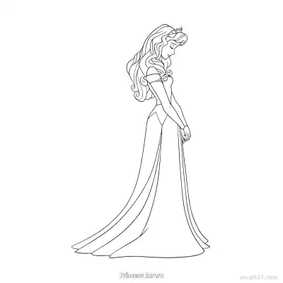 Free printable Princess Aurora Side Profile with Hands Folded Coloring Page coloring page
