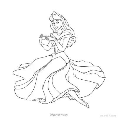 Free printable Princess Aurora Sitting with a Goblet Coloring Page coloring page