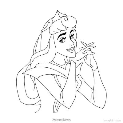 Free printable Princess Aurora Smiling Portrait Coloring Page coloring page