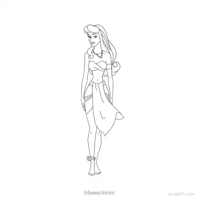 Free printable Princess Aurora Casual Dress Coloring Page coloring page