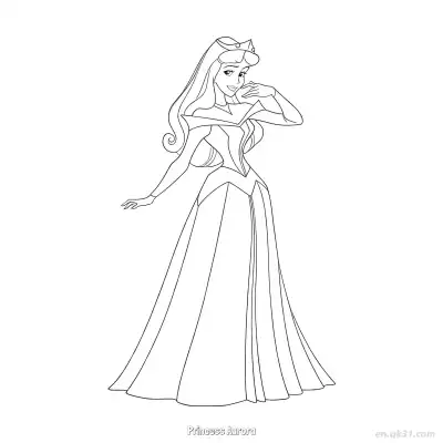 Free printable Princess Aurora in Classic Gown Coloring Page coloring page
