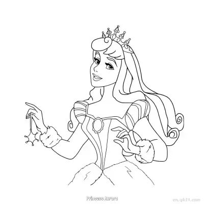 Free printable Crowned Princess Aurora Coloring Page coloring page
