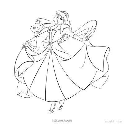 Free printable Dancing Princess Aurora Coloring Page coloring page