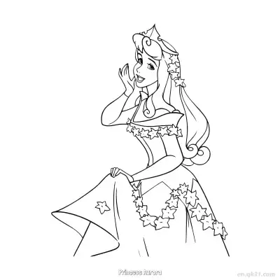 Free printable Floral Princess Aurora Coloring Page coloring page