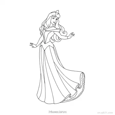 Free printable Princess Aurora Standing Side View Coloring Page coloring page