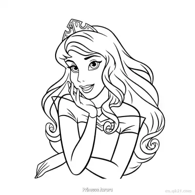 Free printable Princess Aurora Cheek Rest Portrait Coloring Page coloring page