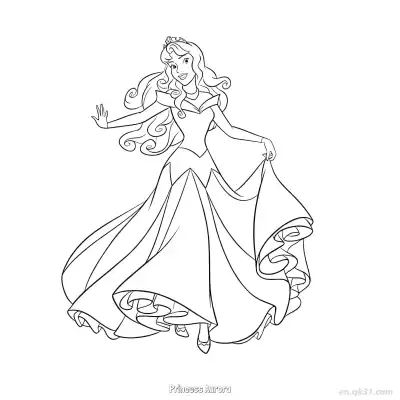 Free printable Princess Aurora Twirling Dress Coloring Page coloring page