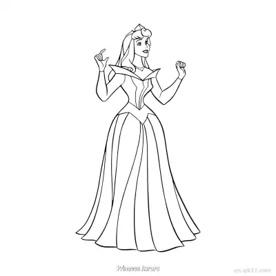Free printable Princess Aurora with Raised Hands Coloring Page coloring page