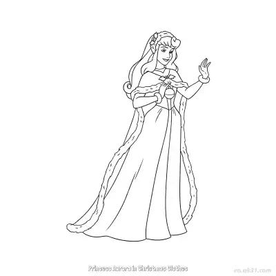 Free printable Princess Aurora in Christmas Outfit Coloring Page coloring page