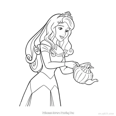 Free printable Princess Aurora Pouring Tea Coloring Page coloring page