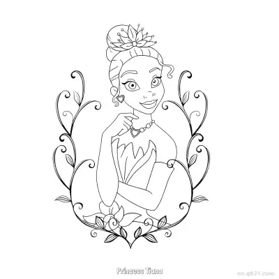 Free printable Princess Tiana 1 Coloring Page - Free Printable Disney The Princess And The Frog PDFS Coloring Sheets coloring page
