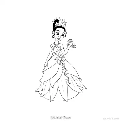 Free printable Princess Tiana 3 Coloring Page - Free Printable Disney The Princess And The Frog PDFS Coloring Sheets coloring page