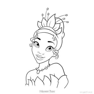 Free printable Princess Tiana 8 Coloring Page - Free Printable Disney The Princess And The Frog PDFS Coloring Sheets coloring page