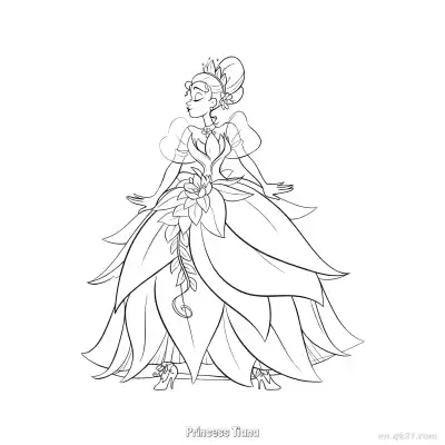 Free printable Princess Tiana 9 Coloring Page - Free Printable Disney The Princess And The Frog PDFS Coloring Sheets coloring page