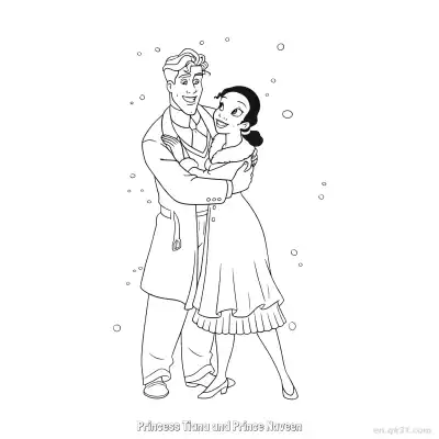 Free printable Princess Tiana and Prince Naveen 2 Coloring Page - Free Printable Disney The Princess And The Frog PDFS Coloring Sheets coloring page