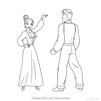 Free printable Princess Tiana and Prince Naveen 4 Coloring Page - Free Printable Disney The Princess And The Frog PDFS Coloring Sheets coloring page