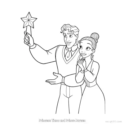 Free printable Princess Tiana and Prince Naveen 5 Coloring Page - Free Printable Disney The Princess And The Frog PDFS Coloring Sheets coloring page