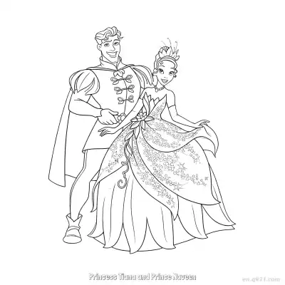 Free printable Princess Tiana and Prince Naveen 6 Coloring Page - Free Printable Disney The Princess And The Frog PDFS Coloring Sheets coloring page
