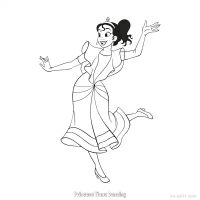 Free printable Princess Tiana Dancing 1 Coloring Page - Free Printable Disney The Princess And The Frog PDFS Coloring Sheets coloring page