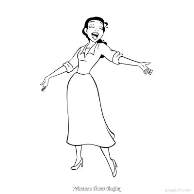 Free printable Princess Tiana Singing  Coloring Page - Free Printable Disney The Princess And The Frog PDFS Coloring Sheets coloring page