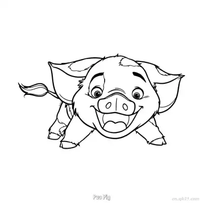 Free printable Pua the Pig Laughing Coloring Page coloring page