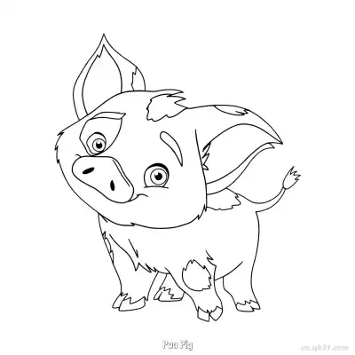 Free printable Pua the Pig Looking Up Coloring Page coloring page