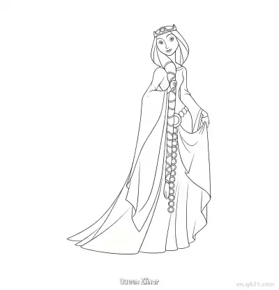 Free printable Queen Elinor Coloring Pages from Disney Brave Movie coloring page