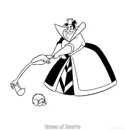 Free printable Queen of Hearts 3 Coloring Page - Free Printable Alice in Wonderland PDFS Coloring Sheets coloring page