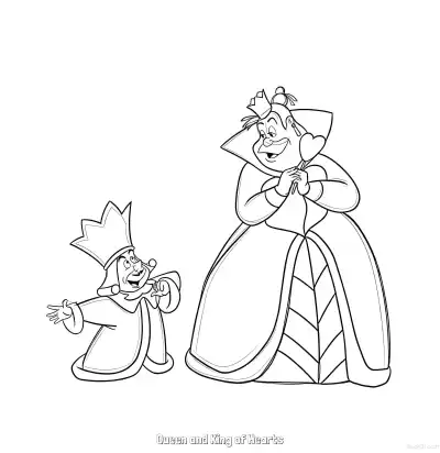 Free printable Queen and King of Hearts  Coloring Page - Free Printable Alice in Wonderland PDFS Coloring Sheets coloring page