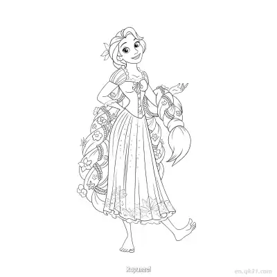 Free printable Rapunzel Standing on One Leg Coloring Page coloring page