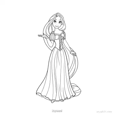 Free printable Rapunzel Arms Open Smiling Coloring Page coloring page