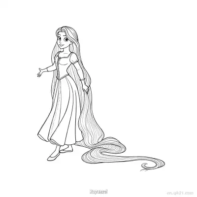 Free printable Rapunzel Reaching Out Smiling Coloring Page coloring page