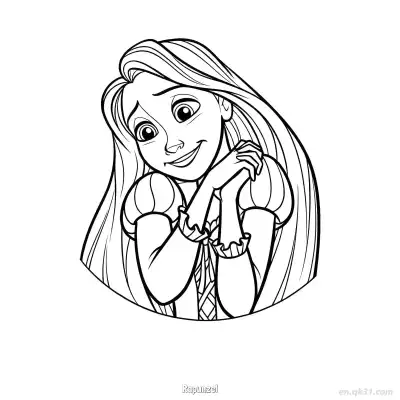 Free printable Rapunzel Resting Chin on Hand Coloring Page coloring page