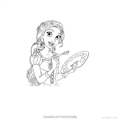 Free printable Rapunzel and Pascal Drawing Coloring Page coloring page