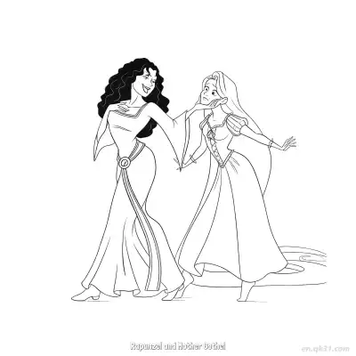 Free printable Rapunzel and Mother Gothel Standing Coloring Page coloring page
