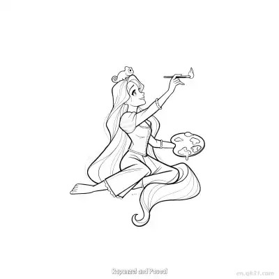 Free printable Rapunzel Holding Pascal Close Up Coloring Page coloring page