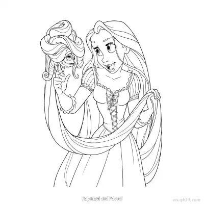 Free printable Rapunzel and Pascal Bumping Heads Coloring Page coloring page