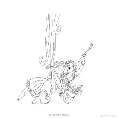 Free printable Rapunzel Drawing Lying Down Coloring Page coloring page
