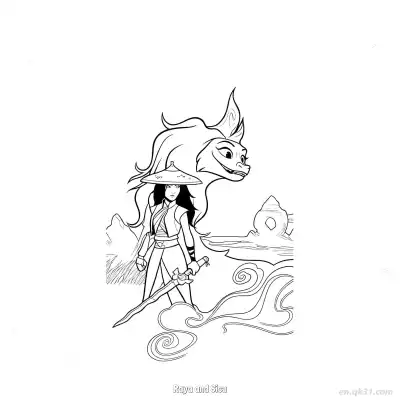 Free printable Raya and Sisu  Coloring Page - Free Printable Disney Raya and the Last Dragon PDFS Coloring Sheets coloring page