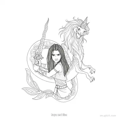 Free printable Raya and Sisu 1 Coloring Page - Free Printable Disney Raya and the Last Dragon PDFS Coloring Sheets coloring page