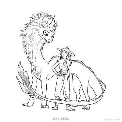 Free printable Raya and Sisu 2 Coloring Page - Free Printable Disney Raya and the Last Dragon PDFS Coloring Sheets coloring page