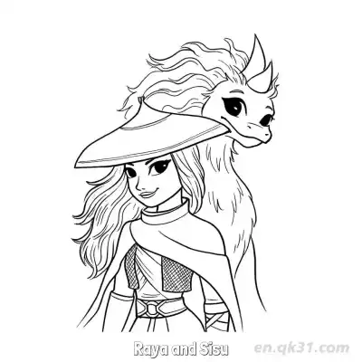 Free printable Raya and Sisu 4 Coloring Page - Free Printable Disney Raya and the Last Dragon PDFS Coloring Sheets coloring page