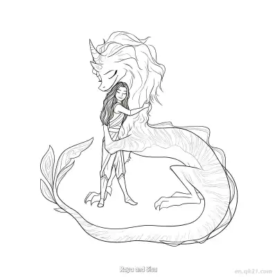 Free printable Raya and Sisu 5 Coloring Page - Free Printable Disney Raya and the Last Dragon PDFS Coloring Sheets coloring page