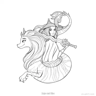Free printable Raya and Sisu 6 Coloring Page - Free Printable Disney Raya and the Last Dragon PDFS Coloring Sheets coloring page