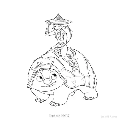 Free printable Raya and Tuk Tuk 1 Coloring Page - Free Printable Disney Raya and the Last Dragon PDFS Coloring Sheets coloring page