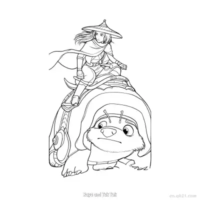 Free printable Raya and Tuk Tuk 2 Coloring Page - Free Printable Disney Raya and the Last Dragon PDFS Coloring Sheets coloring page