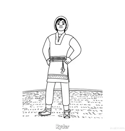 Free printable Ryder Standing Confident Smile Coloring Page coloring page